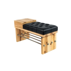 Ławka Pufa Pikowana Ekoskóra Czarny Guzik Tapicerowany LPP-94 Rozmiary od 50 cm do 200 cm