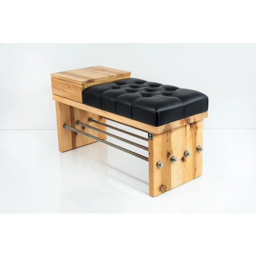 Ławka Pufa Pikowana Ekoskóra Czarny Guzik Tapicerowany LPP-94 Rozmiary od 50 cm do 200 cm