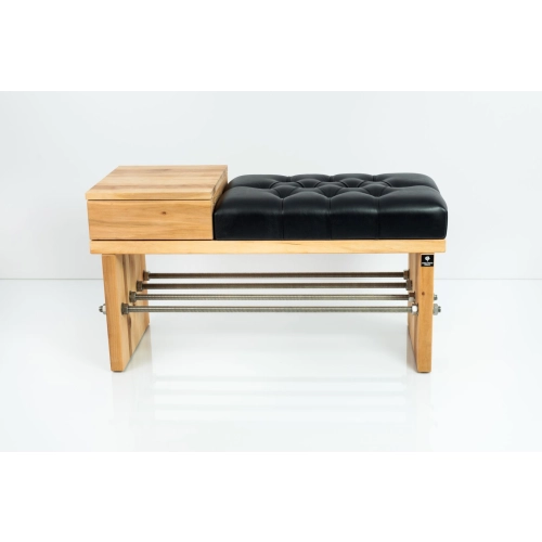 Ławka Pufa Pikowana Ekoskóra Czarny Guzik Tapicerowany LPP-94 Rozmiary od 50 cm do 200 cm