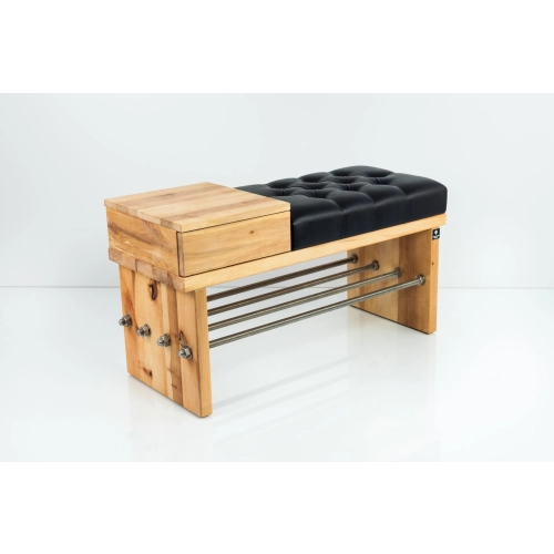 Ławka Pufa Pikowana Ekoskóra Czarny Guzik Tapicerowany LPP-94 Rozmiary od 50 cm do 200 cm