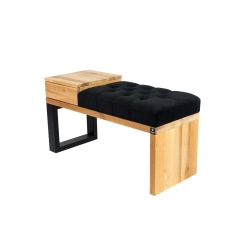 Ławka Pufa Pikowana Czarny Guzik Tapicerowany LPP-95 Rozmiary od 50 cm do 200 cm