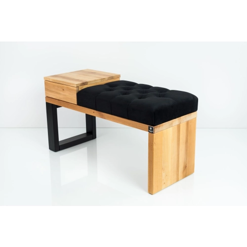 Ławka Pufa Pikowana Czarny Guzik Tapicerowany LPP-95 Rozmiary od 50 cm do 200 cm