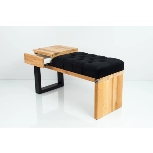 Ławka Pufa Pikowana Czarny Guzik Tapicerowany LPP-95 Rozmiary od 50 cm do 200 cm