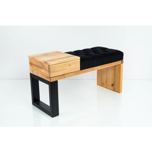 Ławka Pufa Pikowana Czarny Guzik Tapicerowany LPP-95 Rozmiary od 50 cm do 200 cm