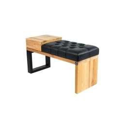 Ławka Pufa Pikowana Ekoskóra Czarny Guzik Tapicerowany LPP-95 Rozmiary od 50 cm do 200 cm