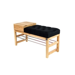 Ławka Pufa Pikowana Czarny Guzik Tapicerowany LPP-97 Rozmiary od 50 cm do 200 cm