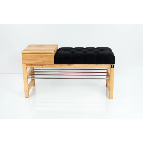 Ławka Pufa Pikowana Czarny Guzik Tapicerowany LPP-97 Rozmiary od 50 cm do 200 cm