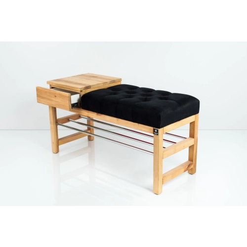 Ławka Pufa Pikowana Czarny Guzik Tapicerowany LPP-97 Rozmiary od 50 cm do 200 cm