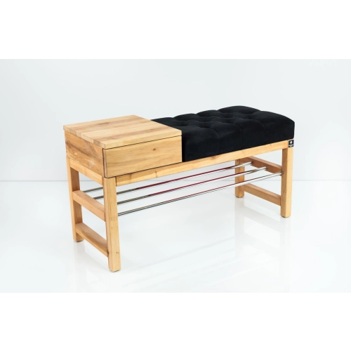 Ławka Pufa Pikowana Czarny Guzik Tapicerowany LPP-97 Rozmiary od 50 cm do 200 cm