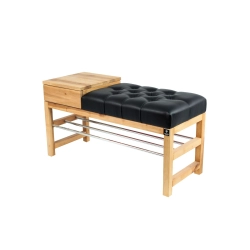 Ławka Pufa Pikowana Ekoskóra Czarny Guzik Tapicerowany LPP-97 Rozmiary od 50 cm do 200 cm