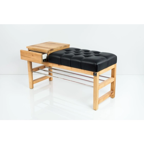 Ławka Pufa Pikowana Ekoskóra Czarny Guzik Tapicerowany LPP-97 Rozmiary od 50 cm do 200 cm