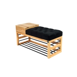 Ławka Pufa Pikowana Czarny Guzik Tapicerowany LPP-99 Rozmiary od 50 cm do 200 cm