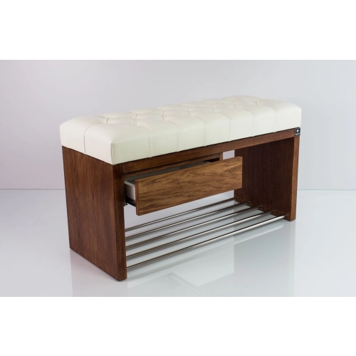 Ławka Szafka Pufa Pikowane Siedzisko Ekoskóra Biały LPS-1 Rozmiary od 50 cm do 200 cm