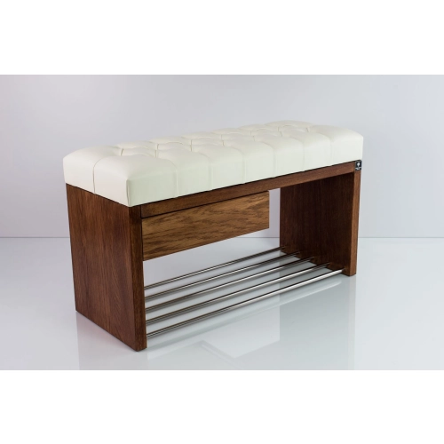 Ławka Szafka Pufa Pikowane Siedzisko Ekoskóra Biały LPS-1 Rozmiary od 50 cm do 200 cm