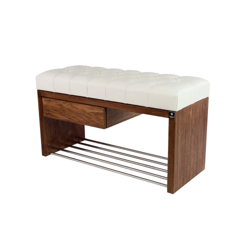 Ławka Szafka Pufa Pikowane Siedzisko Ekoskóra Biały LPS-1 Rozmiary od 50 cm do 200 cm