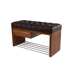 Ławka Szafka Pufa Pikowane Siedzisko Ekoskóra Brąz LPS-1 Rozmiary od 50 cm do 200 cm