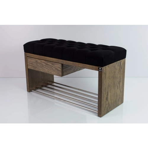 Ławka Szafka Pufa Pikowane Siedzisko Czarny LPS-1 Rozmiary od 50 cm do 200 cm