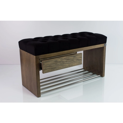 Ławka Szafka Pufa Pikowane Siedzisko Czarny LPS-1 Rozmiary od 50 cm do 200 cm