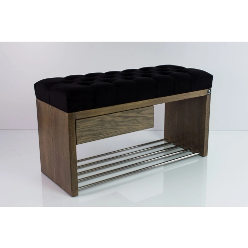 Ławka Szafka Pufa Pikowane Siedzisko Czarny LPS-1 Rozmiary od 50 cm do 200 cm