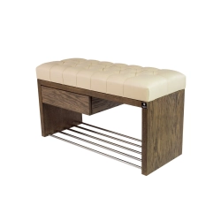 Ławka Szafka Pufa Pikowane Siedzisko Ekoskóra Złamana Biel LPS-1 Rozmiary od 50 cm do 200 cm