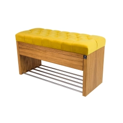 Ławka Szafka Pufa Pikowane Siedzisko Cytrynowa Żółcień LPS-3 Rozmiary od 50 cm do 200 cm