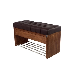 Ławka Szafka Pufa Pikowane Siedzisko Ekoskóra Brązowy LPS-3 Rozmiary od 50 cm do 200 cm