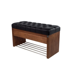 Ławka Szafka Pufa Pikowane Siedzisko Ekoskóra Czarny LPS-3 Rozmiary od 50 cm do 200 cm