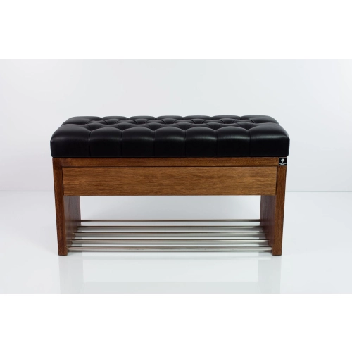 Ławka Szafka Pufa Pikowane Siedzisko Ekoskóra Czarny LPS-3 Rozmiary od 50 cm do 200 cm