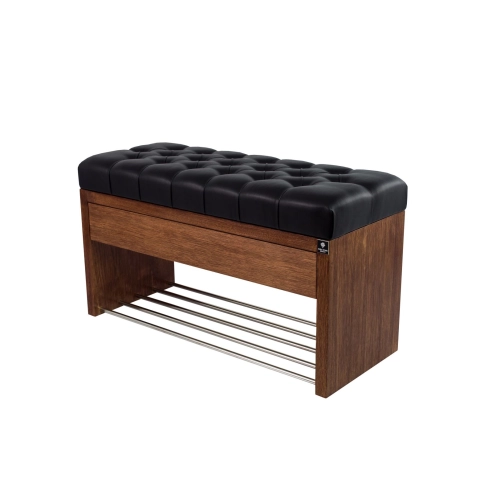 Ławka Szafka Pufa Pikowane Siedzisko Ekoskóra Czarny LPS-3 Rozmiary od 50 cm do 200 cm