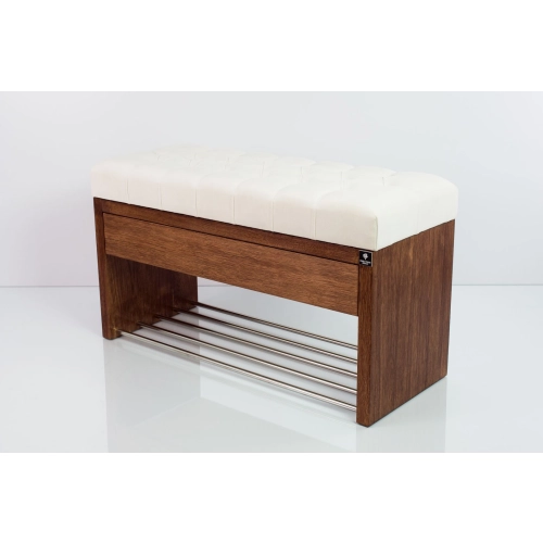 Ławka Szafka Pufa Pikowane Siedzisko Biały LPS-3 Rozmiary od 50 cm do 200 cm