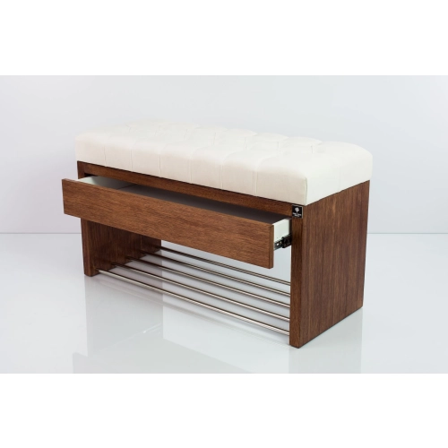 Ławka Szafka Pufa Pikowane Siedzisko Biały LPS-3 Rozmiary od 50 cm do 200 cm