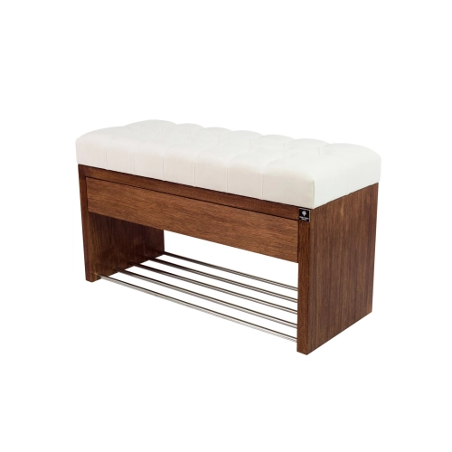 Ławka Szafka Pufa Pikowane Siedzisko Biały LPS-3 Rozmiary od 50 cm do 200 cm