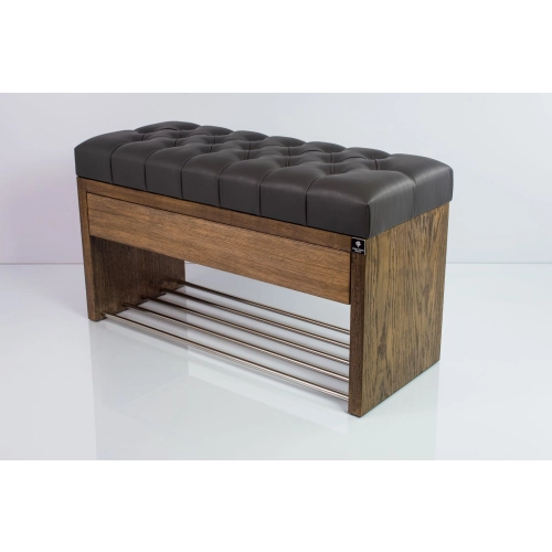 Ławka Szafka Pufa Pikowane Siedzisko Ekoskóra Grafit LPS-3 Rozmiary od 50 cm do 200 cm