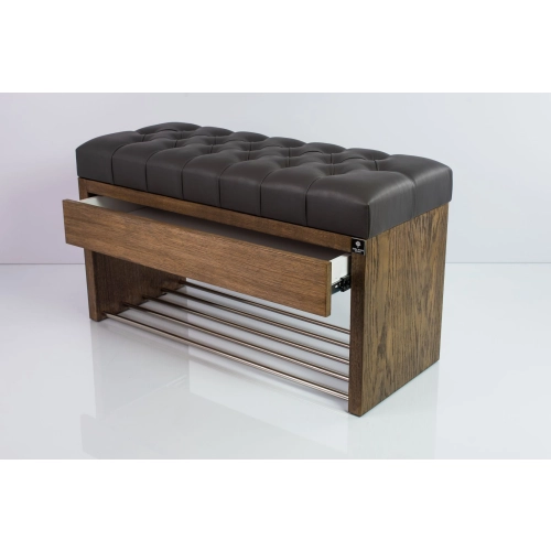 Ławka Szafka Pufa Pikowane Siedzisko Ekoskóra Grafit LPS-3 Rozmiary od 50 cm do 200 cm