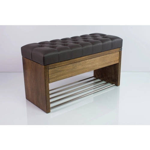 Ławka Szafka Pufa Pikowane Siedzisko Ekoskóra Grafit LPS-3 Rozmiary od 50 cm do 200 cm