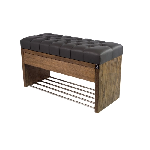 Ławka Szafka Pufa Pikowane Siedzisko Ekoskóra Grafit LPS-3 Rozmiary od 50 cm do 200 cm