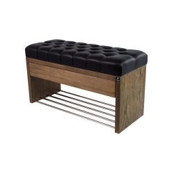 Ławka Szafka Pufa Pikowane Siedzisko Ekoskóra Czarny LPS-3 Rozmiary od 50 cm do 200 cm