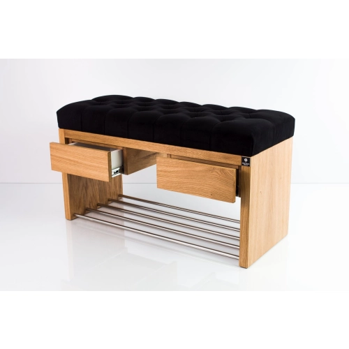 Ławka Szafka Pufa Pikowane Siedzisko Czarny LPS-4 Rozmiary od 50 cm do 200 cm