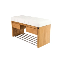 Ławka Szafka Pufa Pikowane Siedzisko Ekoskóra Biały LPS-4 Rozmiary od 50 cm do 200 cm