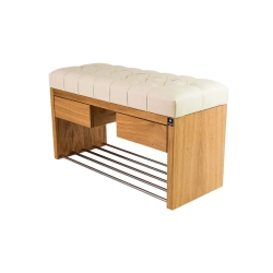 Ławka Szafka Pufa Pikowane Siedzisko Ekoskóra Ecru LPS-4 Rozmiary od 50 cm do 200 cm