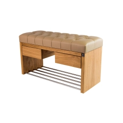 Ławka Szafka Pufa Pikowane Siedzisko Ekoskóra Beż LPS-4 Rozmiary od 50 cm do 200 cm