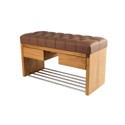 Ławka Szafka Pufa Pikowane Siedzisko Ekoskóra Cappucino LPS-4 Rozmiary od 50 cm do 200 cm