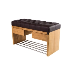 Ławka Szafka Pufa Pikowane Siedzisko Ekoskóra Brąz LPS-4 Rozmiary od 50 cm do 200 cm