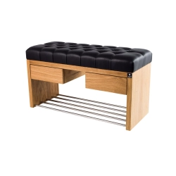 Ławka Szafka Pufa Pikowane Siedzisko Ekoskóra Czarny LPS-4 Rozmiary od 50 cm do 200 cm