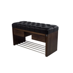 Ławka Szafka Pufa Pikowane Siedzisko Ekoskóra Czarny LPS-4 Rozmiary od 50 cm do 200 cm