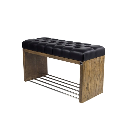 Ławka Szafka Pufa Pikowane Siedzisko Ekoskóra Czarny LPS-8 Rozmiary od 50 cm do 200 cm