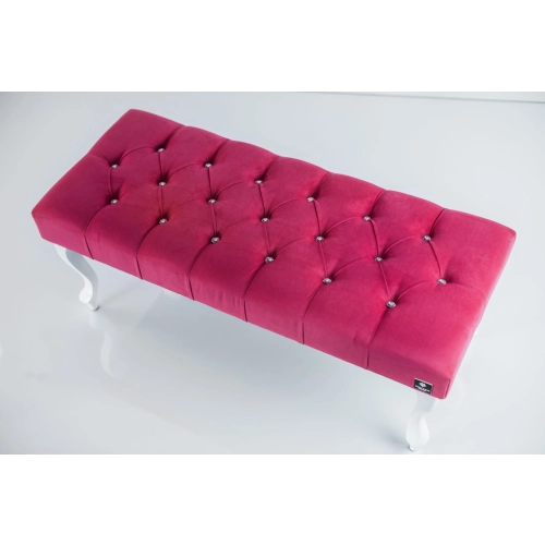 Ławeczka Pufa Pikowana Różowa Guzik Kryształ LPP-1 Rozmiary od 50 cm do 120 cm
