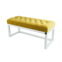 Ławeczka Pufa Pikowana Żółcień Cytrynowa Guzik Tapicerowany LPP-2 Rozmiary od 50 cm do 200 cm