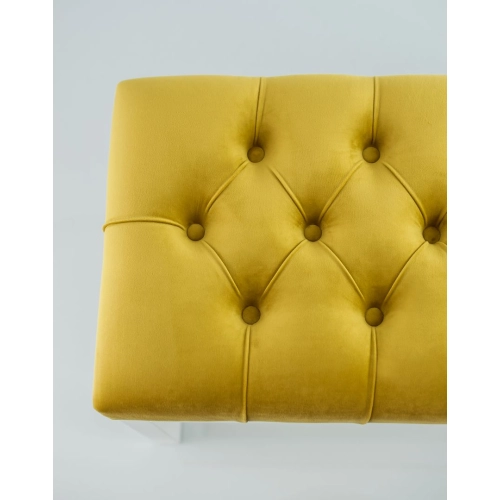 Ławka Pufa Pikowana Żółcień Cytrynowa Guzik Tapicerowany LPP-2 + Wieszak Ścienny WDC-35 Kolory