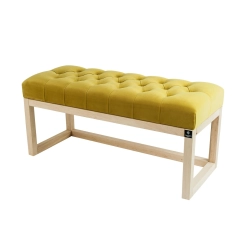 Ławeczka Pufa Pikowana Żółcień Cytrynowa Guzik Tapicerowany LPP-2 Rozmiary od 50 cm do 200  cm